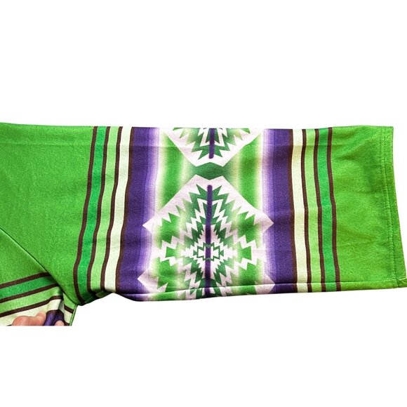 Southwestern Aztec Hooded Coat Womens Sz 6 Green Purple Blanket Jacket Oversized - Picture 8 of 9